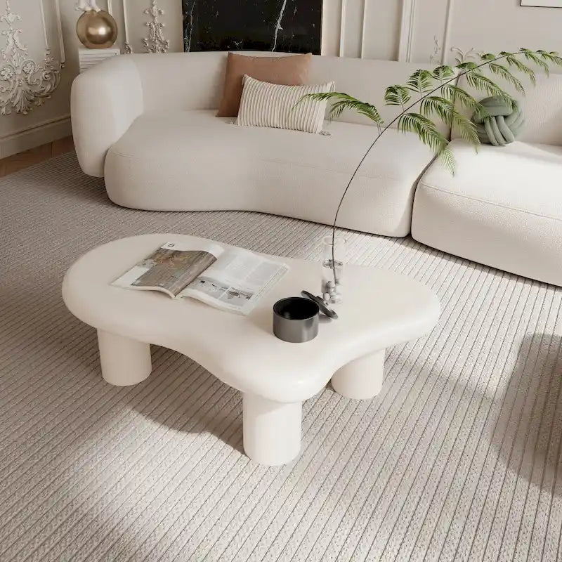 40 Inch Black Cloud Shaped Coffee Table for Living Room