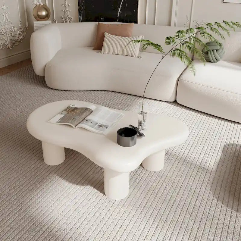 40 Inch Black Cloud Shaped Coffee Table for Living Room