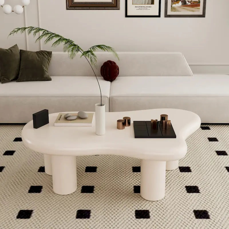40 Inch Black Cloud Shaped Coffee Table for Living Room